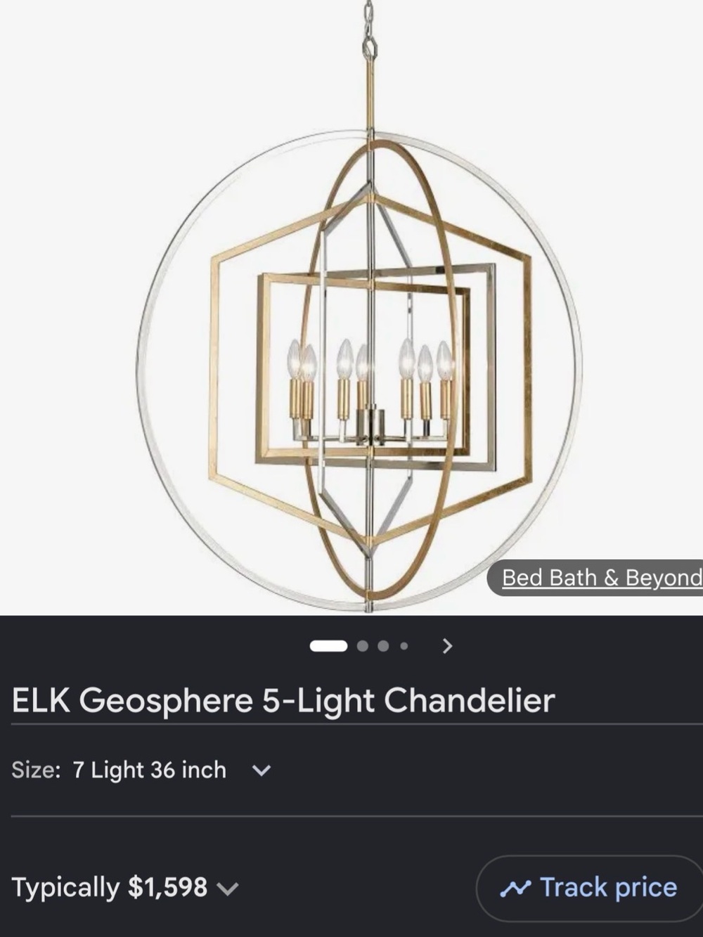 Elk Geosphere Chandelier in Gold and Silver